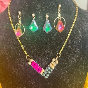Colorful Beaded Necklace and Earring Set